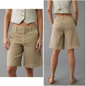 NEW! American Eagle 11" Trouser Shorts Womens Sz 18 Plus Stretch High Rise Tan